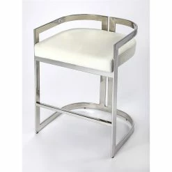 Flash Sale ๐คฉ Beaumont Lane Metropolitan Living Faux Leather Counter Stool In Silver And White โ