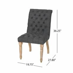 Top 10 ✔️ Noble House Fieldmaple Tufted Fabric Dining Chair In Charcoal (Set Of 2) 💯 -Cheap Office Chairs Store 2119843 5 L