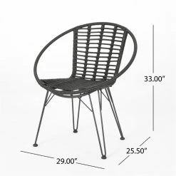 Best reviews of ❤️ Noble House Highland Outdoor Wicker Dining Chair In Gray And Black (Set Of 2) ⭐ -Cheap Office Chairs Store 2119957 2 L