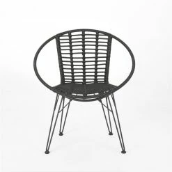 Best reviews of ❤️ Noble House Highland Outdoor Wicker Dining Chair In Gray And Black (Set Of 2) ⭐ -Cheap Office Chairs Store 2119957 3 L