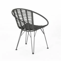 Best reviews of ❤️ Noble House Highland Outdoor Wicker Dining Chair In Gray And Black (Set Of 2) ⭐ -Cheap Office Chairs Store 2119957 6 L