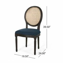 Best Sale 🛒 Noble House Govan Wood Dining Chair With Cushions In Navy Blue (Set Of 2) 🥰 -Cheap Office Chairs Store 2119960 14 L