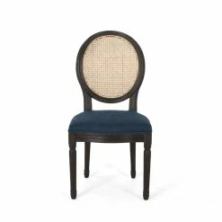 Best Sale 🛒 Noble House Govan Wood Dining Chair With Cushions In Navy Blue (Set Of 2) 🥰 -Cheap Office Chairs Store 2119960 15 L