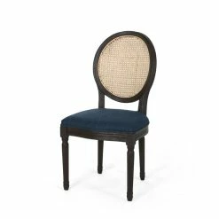 Best Sale 🛒 Noble House Govan Wood Dining Chair With Cushions In Navy Blue (Set Of 2) 🥰 -Cheap Office Chairs Store 2119960 16 L