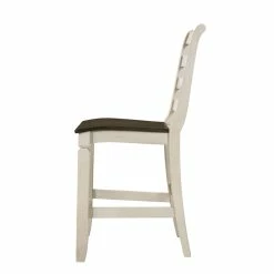 Flash Sale 😉 ACME Furniture ACME Tasnim Counter Height Chair In Tan Fabric And Antique White Finish ❤️ -Cheap Office Chairs Store 2124298 6 L