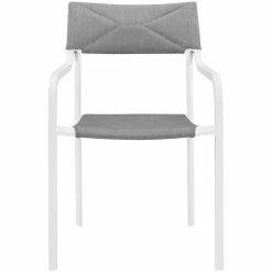 Hot Sale ✨ Modway Raleigh Stackable Aluminum Patio Dining Arm Chair In White And Gray 😀 -Cheap Office Chairs Store 2126878 2 L