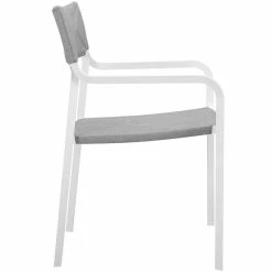 Hot Sale ✨ Modway Raleigh Stackable Aluminum Patio Dining Arm Chair In White And Gray 😀 -Cheap Office Chairs Store 2126878 3 L