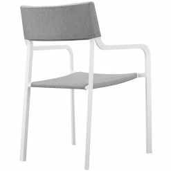 Hot Sale ✨ Modway Raleigh Stackable Aluminum Patio Dining Arm Chair In White And Gray 😀 -Cheap Office Chairs Store 2126878 4 L