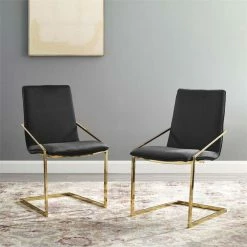 Budget ⭐ Modway Pitch Performance Velvet Dining Arm Chair In Gold And Black (Set Of 2) 🤩 -Cheap Office Chairs Store 2127459 1 L