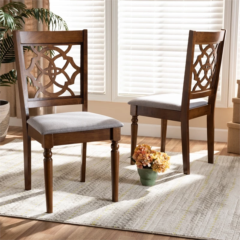 Promo 🥰 Baxton Studio Grey Upholstered And Brown Finished Wood 2-Piece Dining Chair Set ⭐ 6 Promo 🥰 Baxton Studio Grey Upholstered And Brown Finished Wood 2-Piece Dining Chair Set ⭐ - Image 4