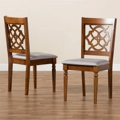 Promo 🥰 Baxton Studio Grey Upholstered And Brown Finished Wood 2-Piece Dining Chair Set ⭐ 14 Promo 🥰 Baxton Studio Grey Upholstered And Brown Finished Wood 2-Piece Dining Chair Set ⭐ -Cheap Office Chairs Store 2128058 3 L
