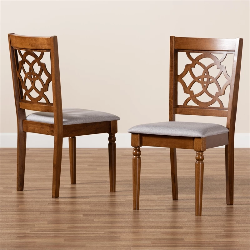 Promo 🥰 Baxton Studio Grey Upholstered And Brown Finished Wood 2-Piece Dining Chair Set ⭐ 7 Promo 🥰 Baxton Studio Grey Upholstered And Brown Finished Wood 2-Piece Dining Chair Set ⭐ - Image 5
