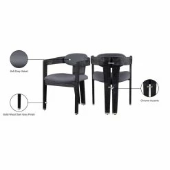 Best Sale 🔥 Meridian Furniture Vantage Gray Velvet Upholstered Dining Chair 🌟 -Cheap Office Chairs Store 2129607 5 L