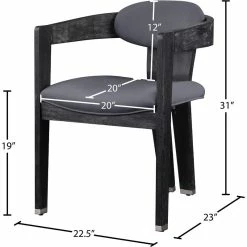 Best Sale 🔥 Meridian Furniture Vantage Gray Velvet Upholstered Dining Chair 🌟 -Cheap Office Chairs Store 2129607 6 L