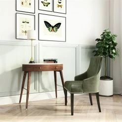 Budget 😀 Home Fare Nailhead Trimmed Upholstered Dining Chair In Moss Green 👏 -Cheap Office Chairs Store 2129983 5 L