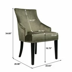 Budget 😀 Home Fare Nailhead Trimmed Upholstered Dining Chair In Moss Green 👏 -Cheap Office Chairs Store 2129983 7 L