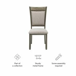 Outlet 🥰 Linon Franklin Metal Upholstered Set Of Two Dining Side Chairs In Pewter 🔔 -Cheap Office Chairs Store 2131319 11 L