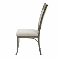 Outlet 🥰 Linon Franklin Metal Upholstered Set Of Two Dining Side Chairs In Pewter 🔔 -Cheap Office Chairs Store 2131319 4 L