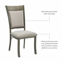 Outlet 🥰 Linon Franklin Metal Upholstered Set Of Two Dining Side Chairs In Pewter 🔔 -Cheap Office Chairs Store 2131319 8 L