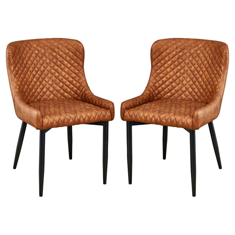 Budget ❤️ Pemberly Row Faux Leather Tufted Dining Chair In Tan (Set Of 2) 🎁 3 Budget ❤️ Pemberly Row Faux Leather Tufted Dining Chair In Tan (Set Of 2) 🎁