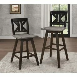 Cheap ✨ Lexicon Amsonia K-back Counter Height Dining Swivel Chair In Black (Set Of 2) ✔️ -Cheap Office Chairs Store 2137455 1 L