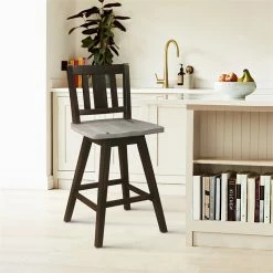 Best deal ✔️ Lexicon Amsonia Slat Back Counter Height Dining Swivel Chair In Black (Set Of 2) 🎉 -Cheap Office Chairs Store 2137459 10 L