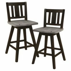 Best deal ✔️ Lexicon Amsonia Slat Back Counter Height Dining Swivel Chair In Black (Set Of 2) 🎉