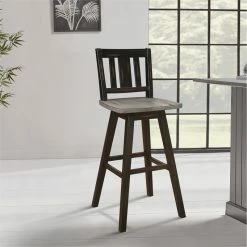 Buy 🌟 Lexicon Amsonia Slat Back Bar Height Dining Swivel Chair In Black (Set Of 2) ⌛ -Cheap Office Chairs Store 2137461 9 L