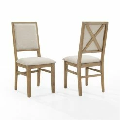Outlet 👍 Crosley Furniture Crosley Joanna Farmhouse Upholstered Back Chair Set In Rustic Brown (Set Of 2) 😍 -Cheap Office Chairs Store 2137678 14 L