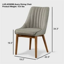 Hot Sale 💯 LuXeo Avery Mid Century Chair With Gray Upholstered Fabric (Set Of 2) 🎉 -Cheap Office Chairs Store 2140284 3 L