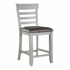 Outlet 🎁 Steve Silver Company Steve Silver Hyland Stone Gray Wood Counter Chair 🥰 -Cheap Office Chairs Store 2148030 2 L