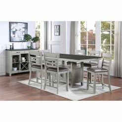 Outlet 🎁 Steve Silver Company Steve Silver Hyland Stone Gray Wood Counter Chair 🥰 -Cheap Office Chairs Store 2148030 6 L