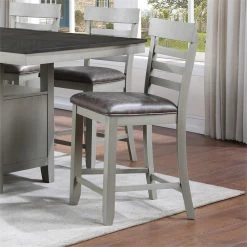Outlet 🎁 Steve Silver Company Steve Silver Hyland Stone Gray Wood Counter Chair 🥰 -Cheap Office Chairs Store 2148030 7 L