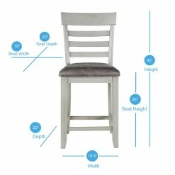 Outlet 🎁 Steve Silver Company Steve Silver Hyland Stone Gray Wood Counter Chair 🥰 -Cheap Office Chairs Store 2148030 8 L