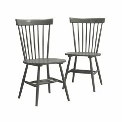 Buy 😍 Sauder New Grange Solid Wood Spindle Back Dining Chair - Pewter Green (Set Of 2) 👏 -Cheap Office Chairs Store 2148146 1 L