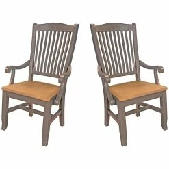 Budget 👏 A-America Port Townsend Slatback Dining Arm Chair In Gull Gray (Set Of 2) 💯