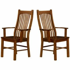 Best Pirce 🛒 A-America Laurelhurst Mission Slatback Dining Arm Chair In Cognac Oak (Set Of 2) 🤩