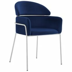 Discount 👏 Armen Living Portia Blue Velvet And Brushed Stainless Steel Dining Room Chairs - Set Of 2 😀