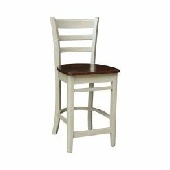 Discount 👍 International Concepts Solid Wood Emily Counter Height Stool In Antiqued Almond/Espresso 👍 -Cheap Office Chairs Store 2157761 1 L