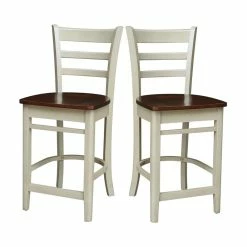 Discount 👍 International Concepts Solid Wood Emily Counter Height Stool In Antiqued Almond/Espresso 👍 -Cheap Office Chairs Store 2157761 5 L