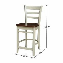 Discount 👍 International Concepts Solid Wood Emily Counter Height Stool In Antiqued Almond/Espresso 👍 -Cheap Office Chairs Store 2157761 9 L
