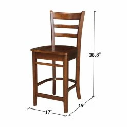 Coupon 🤩 International Concepts Solid Wood Emily Counter Height Stool In Espresso 🤩 -Cheap Office Chairs Store 2157765 9 L