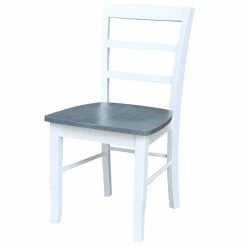 Best reviews of 😉 International Concepts Set Of 2 Solid Wood Madrid Ladderback Chairs In White/Heather Gray 🧨