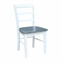 Best reviews of 😉 International Concepts Set Of 2 Solid Wood Madrid Ladderback Chairs In White/Heather Gray 🧨 -Cheap Office Chairs Store 2157837 2 L