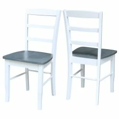 Best reviews of 😉 International Concepts Set Of 2 Solid Wood Madrid Ladderback Chairs In White/Heather Gray 🧨 -Cheap Office Chairs Store 2157837 3 L