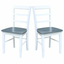 Best reviews of 😉 International Concepts Set Of 2 Solid Wood Madrid Ladderback Chairs In White/Heather Gray 🧨 -Cheap Office Chairs Store 2157837 4 L