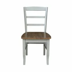 Deals ❤️ International Concepts Set Of 2 Solid Wood Madrid Ladderback Chairs In Distressed Hickory/Stone 🎁 -Cheap Office Chairs Store 2157838 1 L