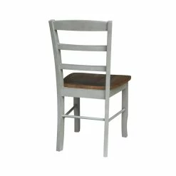 Deals ❤️ International Concepts Set Of 2 Solid Wood Madrid Ladderback Chairs In Distressed Hickory/Stone 🎁 -Cheap Office Chairs Store 2157838 6 L