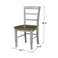 Deals ❤️ International Concepts Set Of 2 Solid Wood Madrid Ladderback Chairs In Distressed Hickory/Stone 🎁 -Cheap Office Chairs Store 2157838 9 L