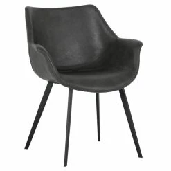 Promo 🥰 Sunpan Mason 18" Modern Faux Leather Dining Armchair In Town Gray 🔔
